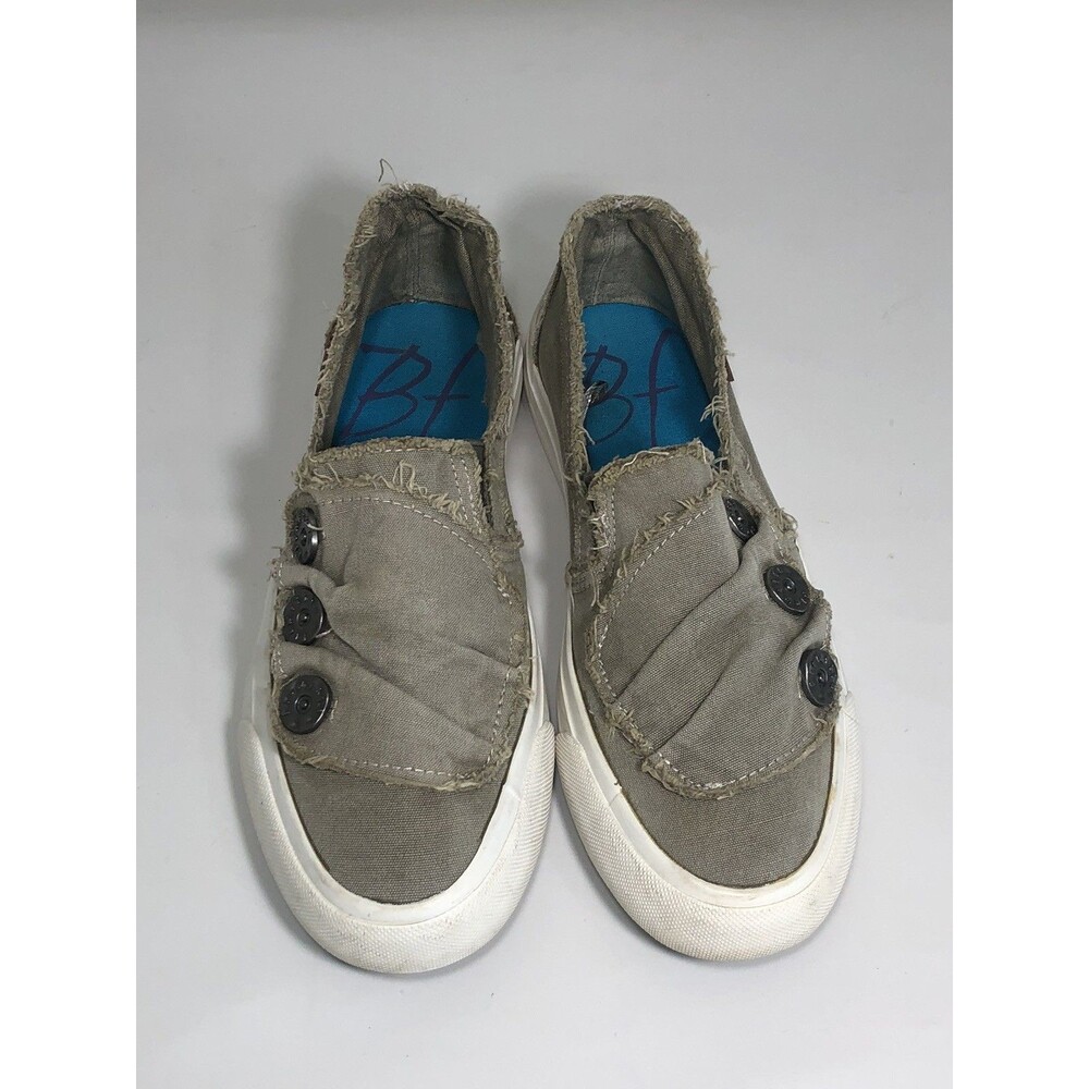 Blowfish 6.5 M Green Shoes W/ Silver Buttons Slip On Canvas Melon-W ZS001